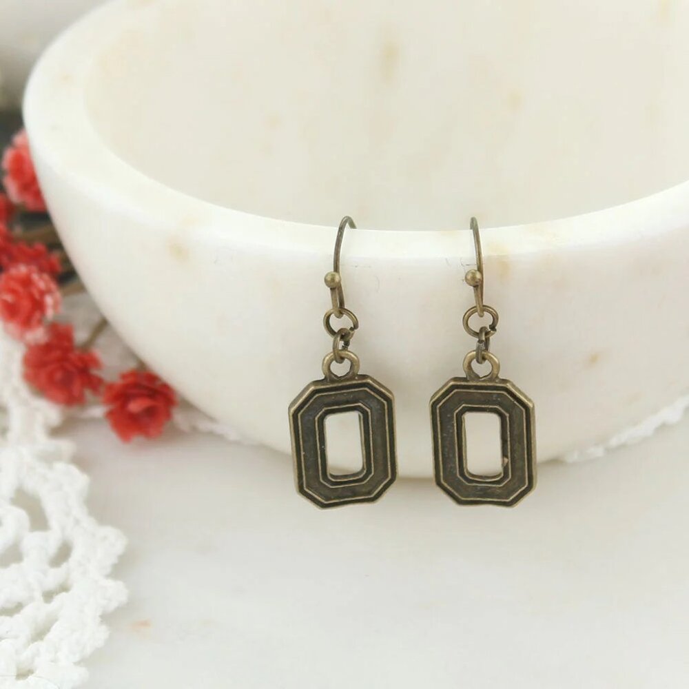 OSU Ohio State University Buckeyes Earrings Vintage Style Logo Shepherd hook